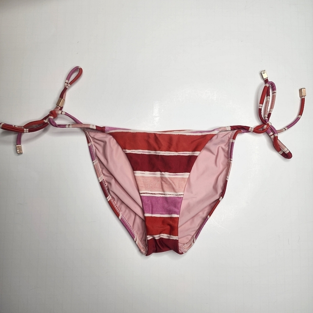 VIX Paulahermanny Red Pink Stripe String Bikini Bottoms Small